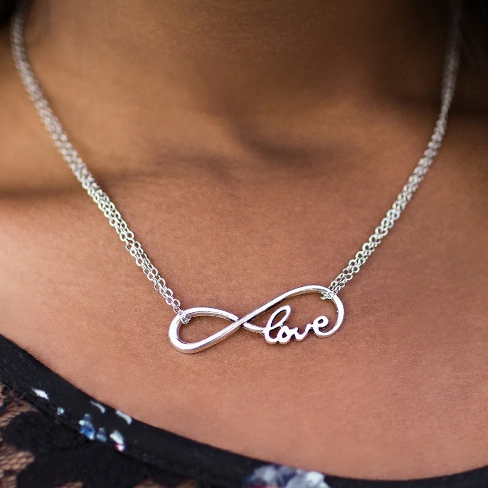 Silver Infinity Love Necklace & Earrings Set